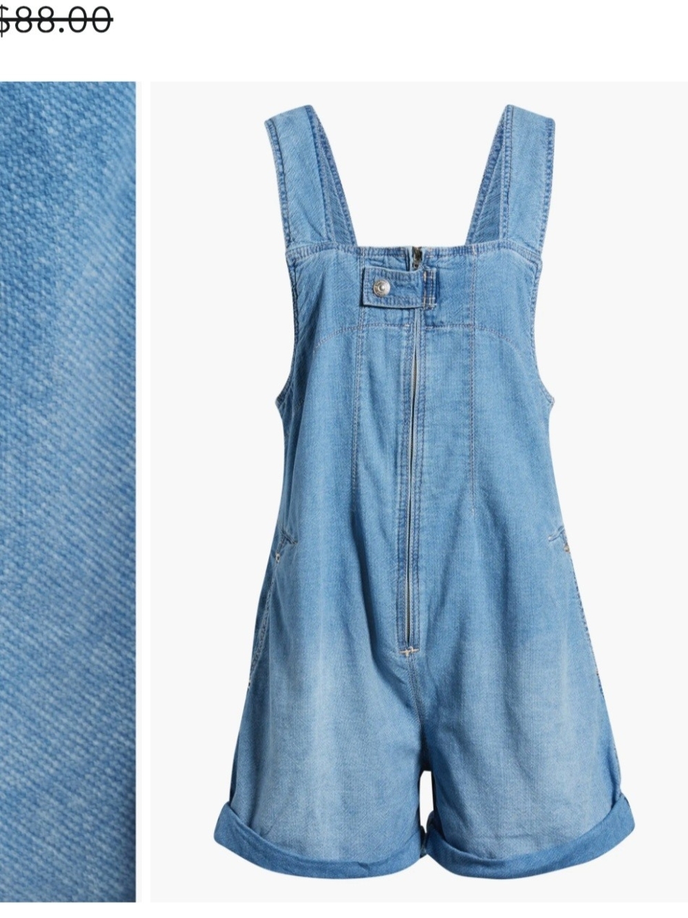 We The Free Light Blue Denim Short Overalls Romper